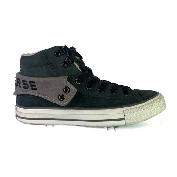 CONVERSE ALL STAR SHOES BOOTS LACE UP SHOES TEDDY BEAR LINING BLACK SNEAKERS 5.5 - Picture 1 of 2